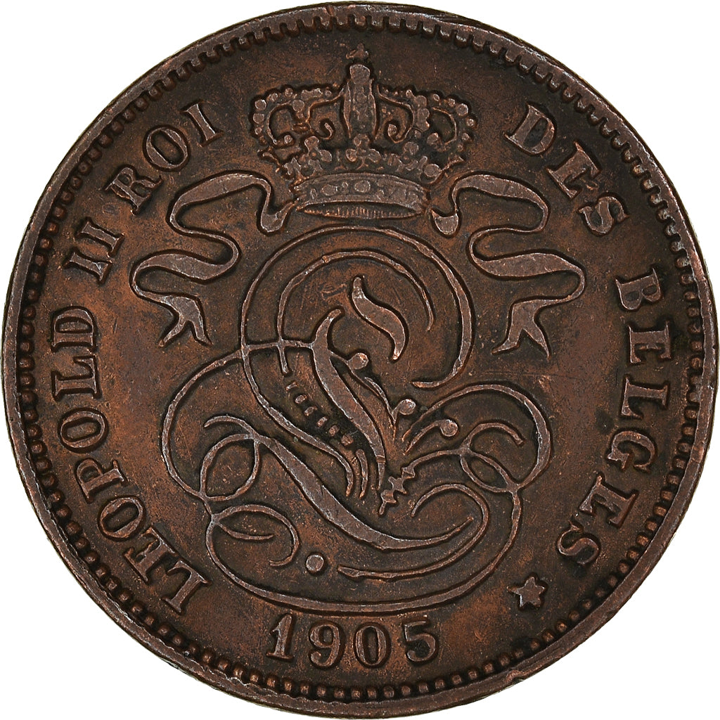 Munten, België, Leopold II, 2 Centimes, 1905, ZF+, Koper, KM:35.1