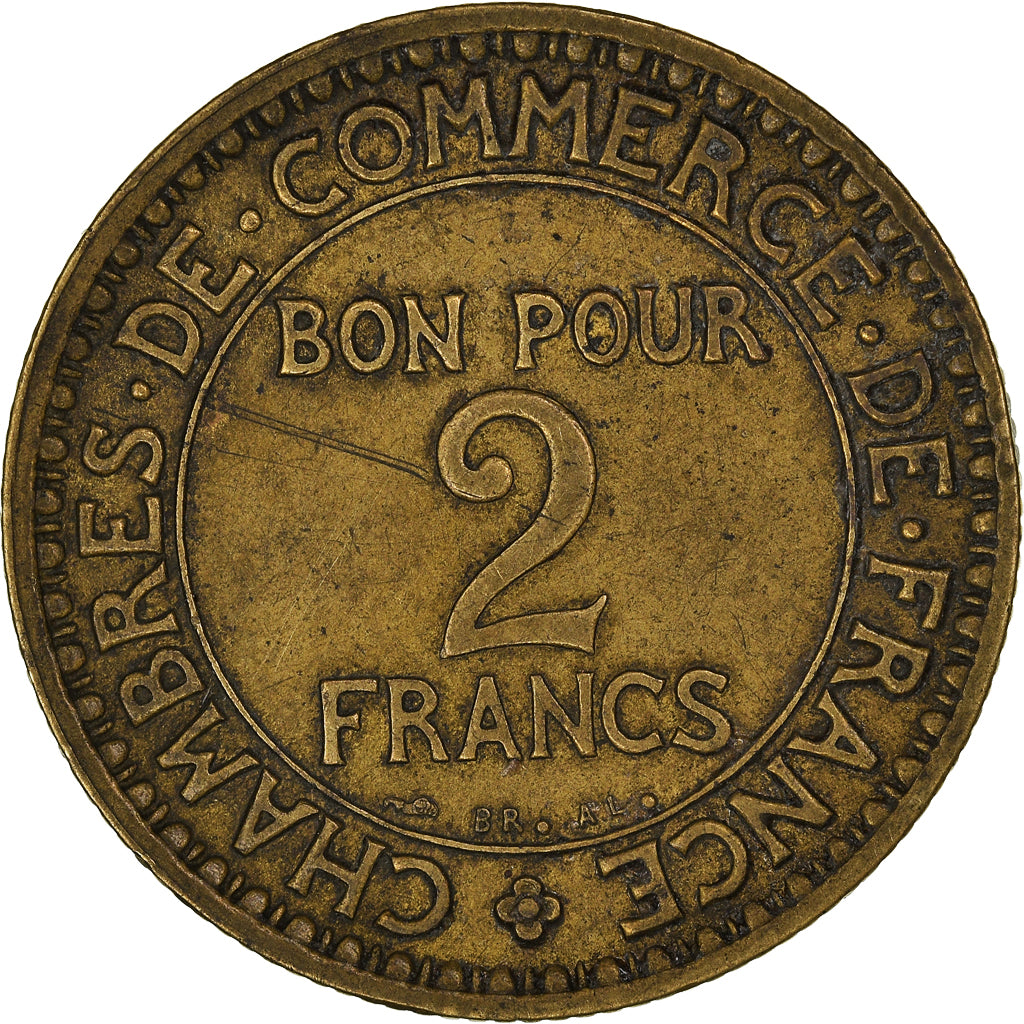 Moeda, França, Chambre de commerce, 2 Francs, 1921, Paris, EF(40-45)
