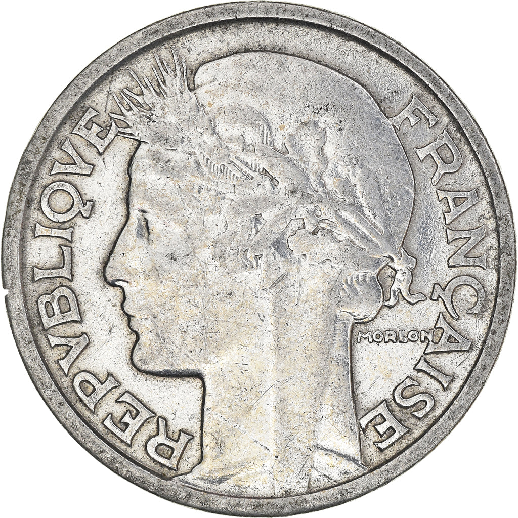 Munten, Frankrijk, Morlon, 2 Francs, 1947, ZF+, Aluminium, KM:886a.1