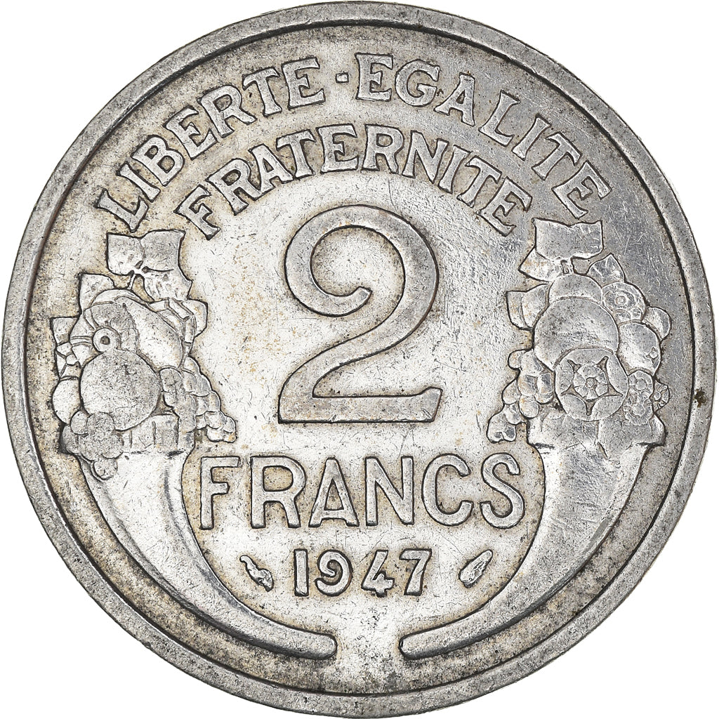 Munten, Frankrijk, Morlon, 2 Francs, 1947, ZF+, Aluminium, KM:886a.1