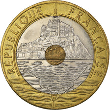 Coin, France, Mont Saint Michel, 20 Francs, 1993, AU(55-58), Tri-Metallic