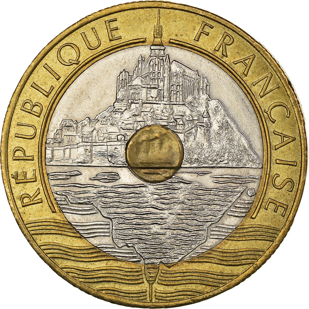 Moneta, Francia, Mont Saint Michel, 20 Francs, 1992, SPL-, Tri-metallico