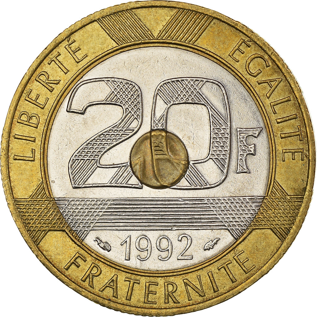 Moneta, Francia, Mont Saint Michel, 20 Francs, 1992, SPL-, Tri-metallico
