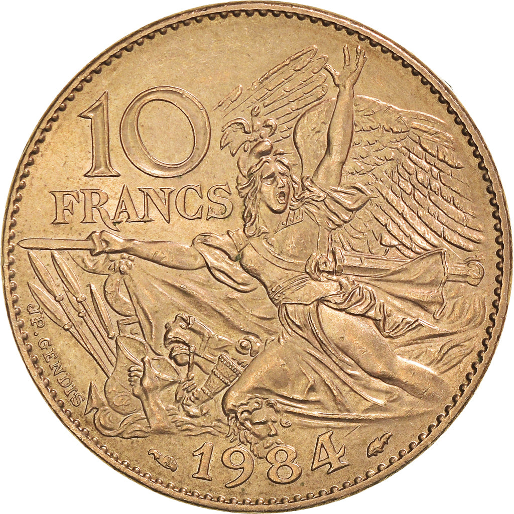 Moneta, Francia, François Rude, 10 Francs, 1984, Tranche B, BB, Nichel-bronzo
