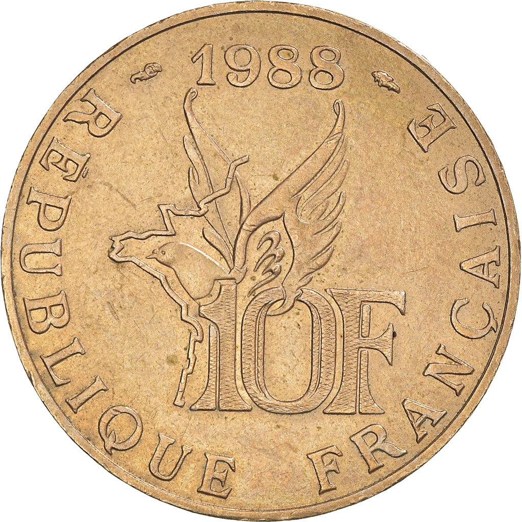 Moeda, França, Roland Garros, 10 Francs, 1988, Tranche A, EF(40-45)