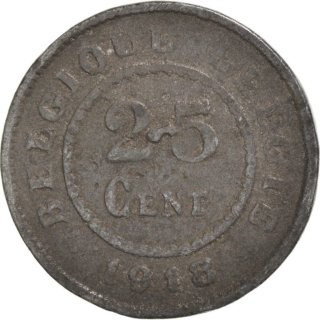 Coin, Belgium, Albert I, 25 Centimes, 1918, VF(30-35), Zinc, KM:82