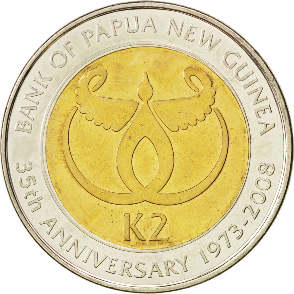 Moneda, Papúa-Nueva Guinea, 2 Kina, 2008, SC, Bimetálico, KM:51