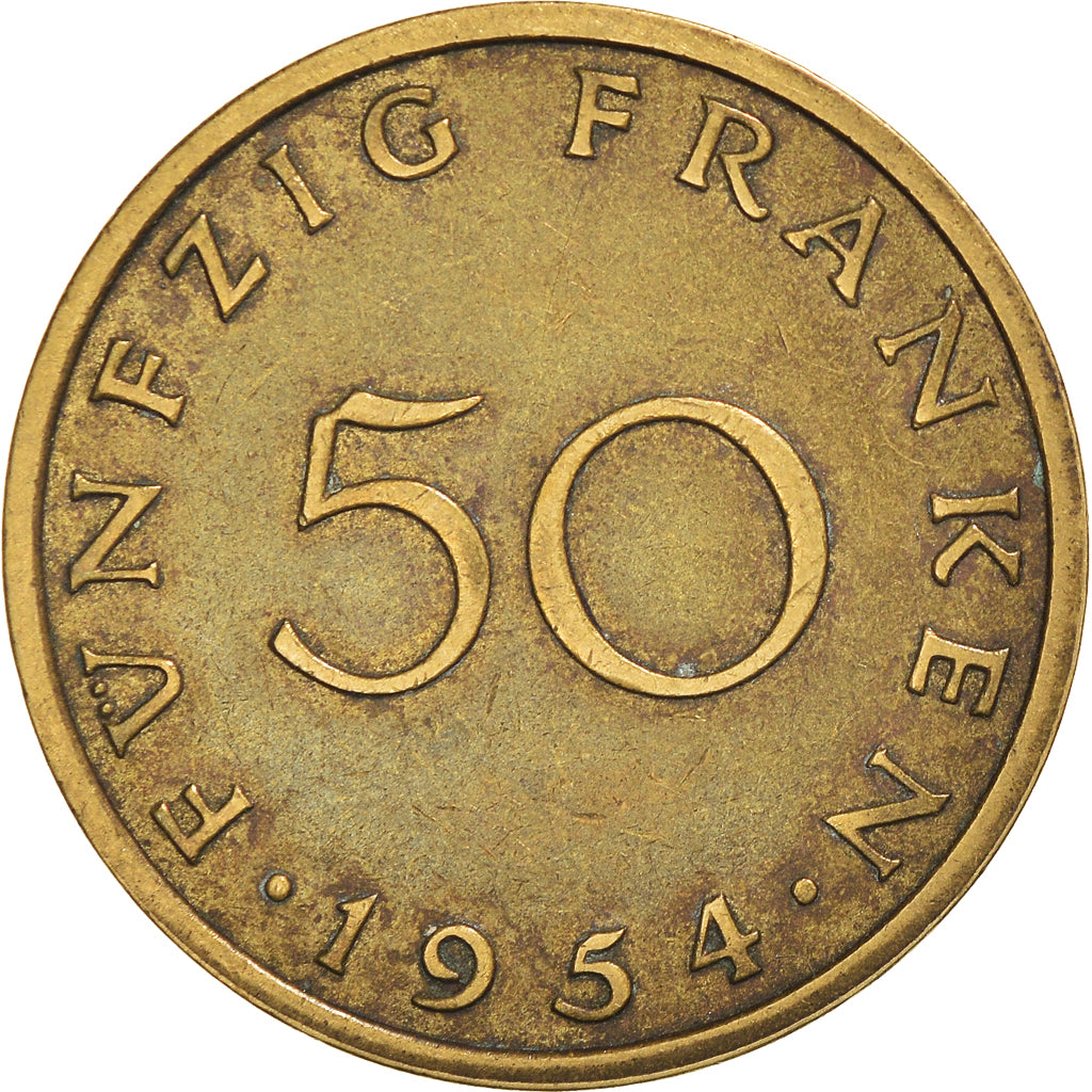 Monnaie, Saare, 50 Franken, 1954, Paris, TTB, Bronze-Aluminium, KM:3