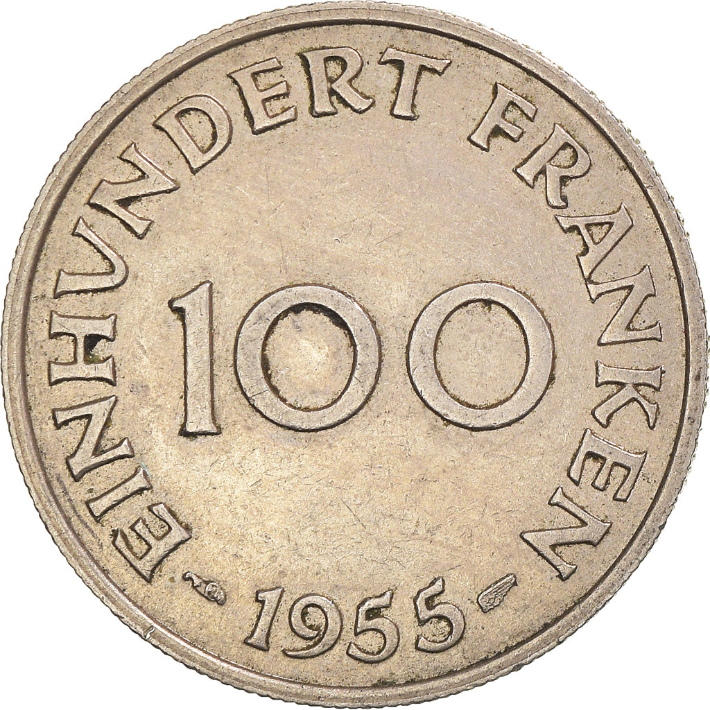 Coin, SAARLAND, 100 Franken, 1954, Paris, EF(40-45), Copper-nickel, KM:4