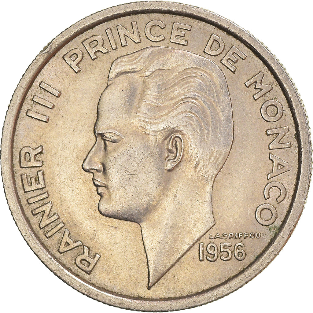 Coin, Monaco, Rainier III, 100 Francs, Cent, 1956, EF(40-45), Copper-nickel