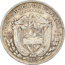 Coin, Panama, 1/10 Balboa, 1953, EF(40-45), Silver, KM:18