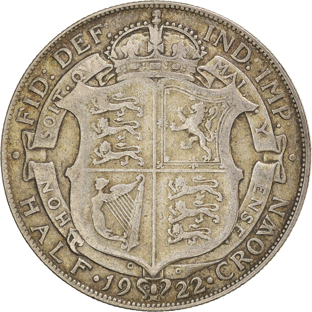 Coin, Great Britain, George V, 1/2 Crown, 1922, VF(30-35), Silver, KM:818.1a