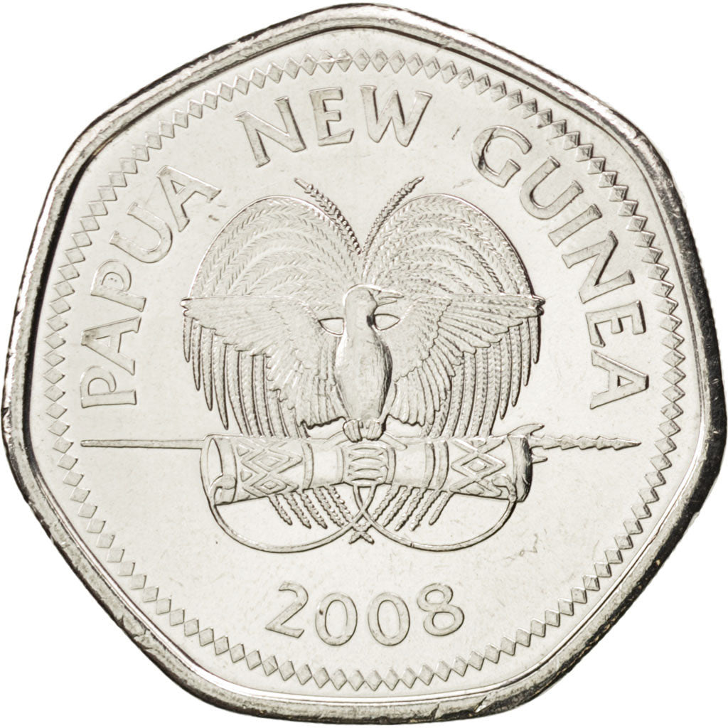 PAPUA NEW GUINEA, 50 Toea, 2008, KM #54, MS(63), Nickel Plated Steel, 30, 12.28