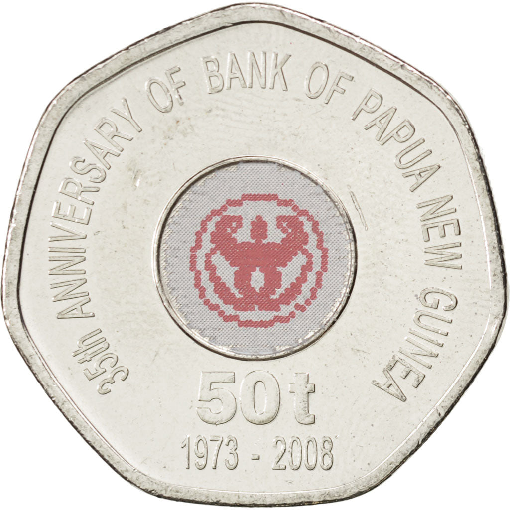 PAPUA NEW GUINEA, 50 Toea, 2008, KM #54, MS(63), Nickel Plated Steel, 30, 12.28