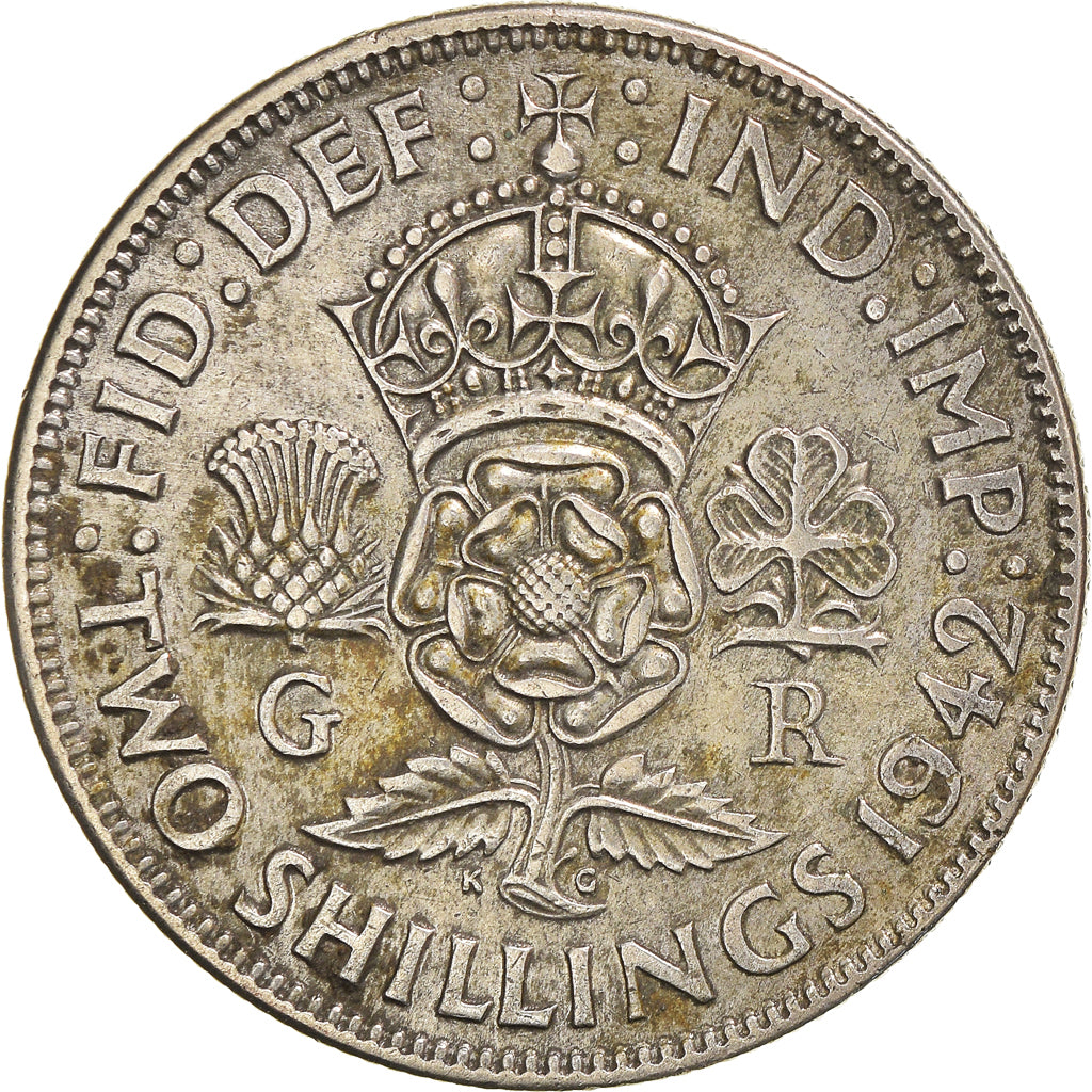 Coin, Great Britain, George VI, Florin, Two Shillings, 1942, EF(40-45), Silver