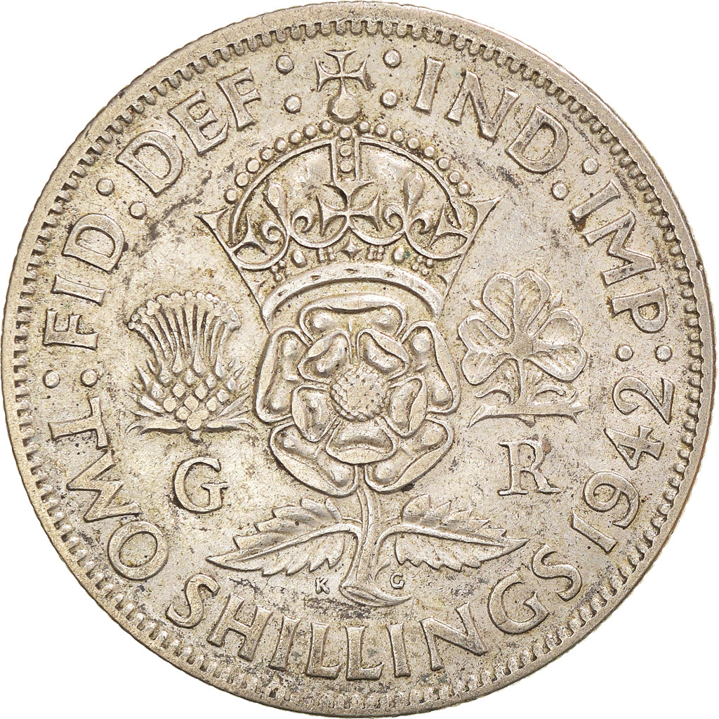 Coin, Great Britain, George VI, Florin, Two Shillings, 1942, EF(40-45), Silver