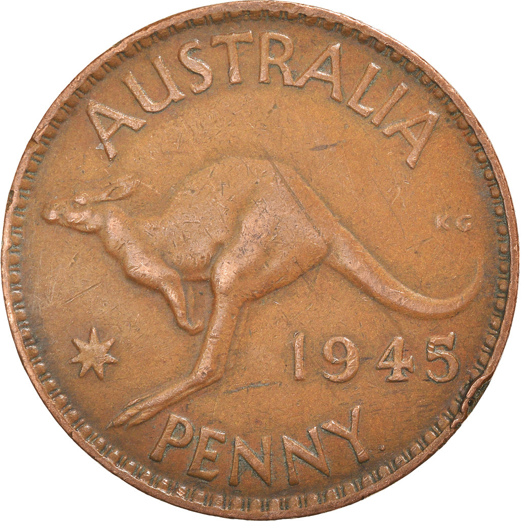 Coin, Australia, George VI, Penny, 1945, EF(40-45), Bronze, KM:36