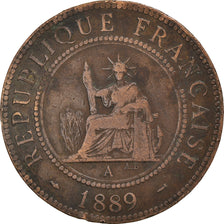 Coin, FRENCH INDO-CHINA, Cent, 1889, Paris, VF(30-35), Bronze, KM:1, Lecompte:41