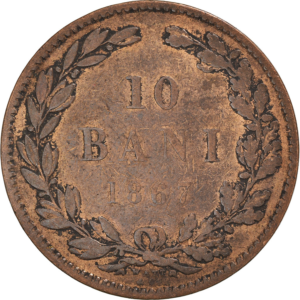Coin, Romania, Carol I, 10 Bani, 1867, VF(20-25), Copper, KM:4.1