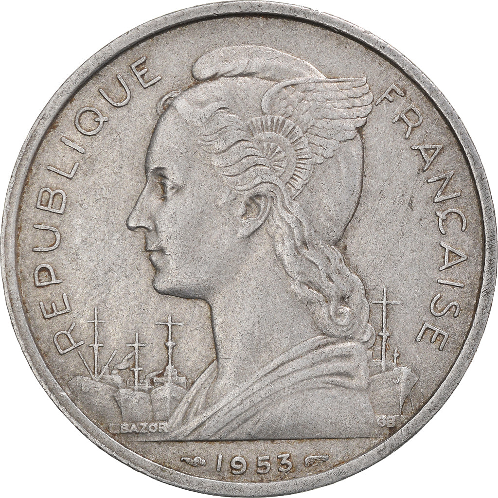 Coin, Madagascar, 5 Francs, 1953, Paris, EF(40-45), Aluminum, KM:5, Lecompte:106