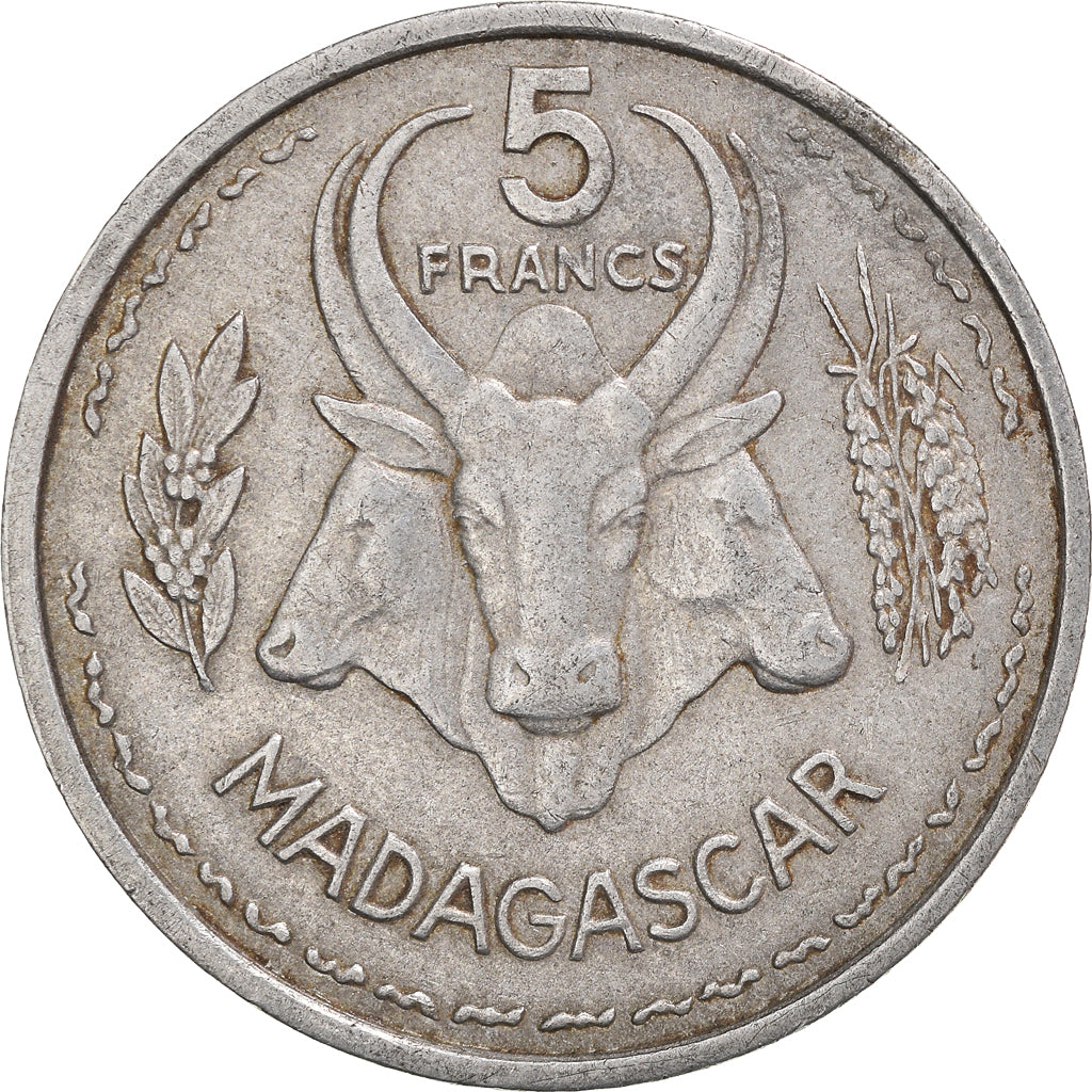 Coin, Madagascar, 5 Francs, 1953, Paris, EF(40-45), Aluminum, KM:5, Lecompte:106