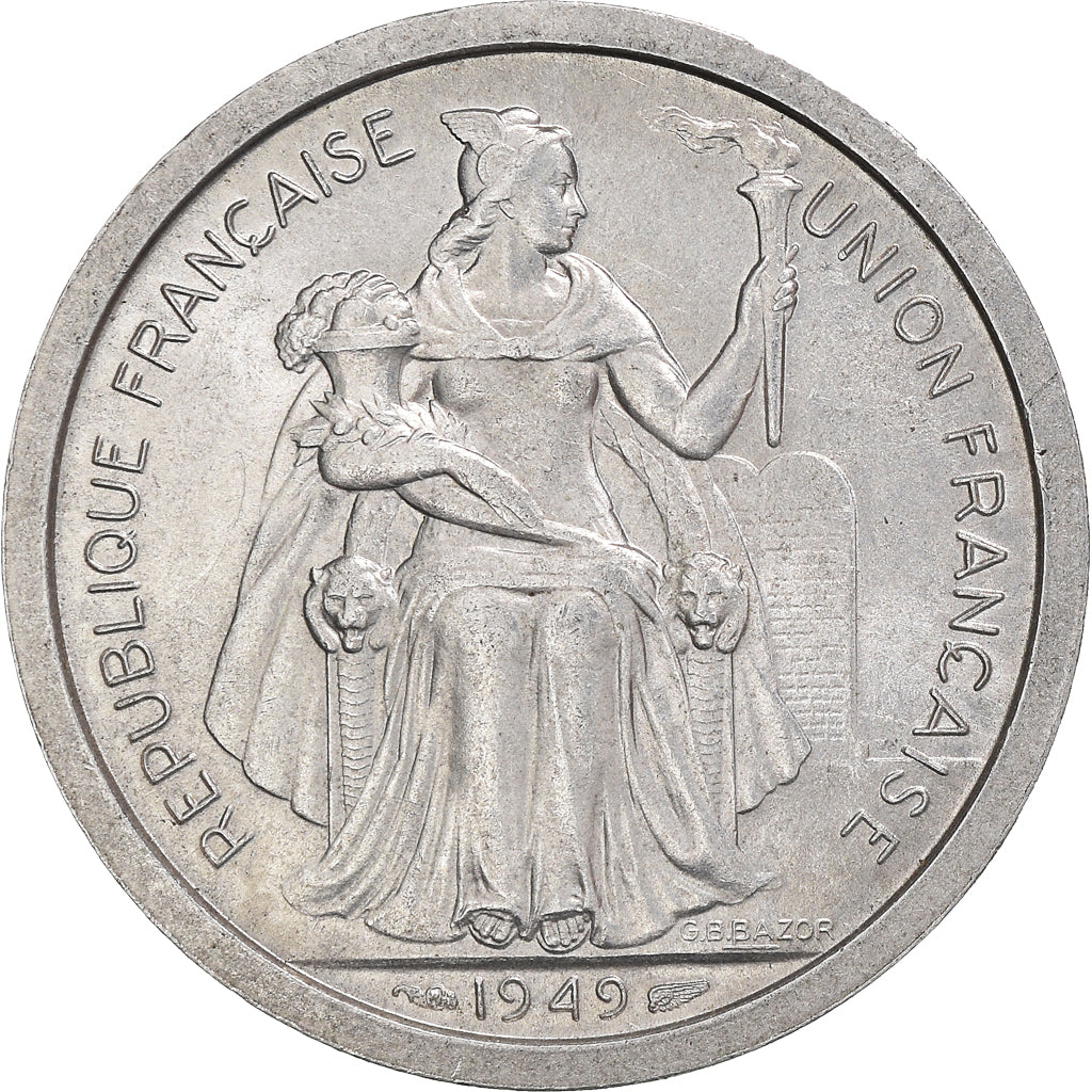 Münze, Neukaledonien, 2 Francs, 1949, Paris, SS+, Aluminium, KM:3, Lecompte:55