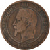 Moneta, Francia, Napoleon III, 10 Centimes, 1862, Paris, MB, Bronzo, KM:798.1