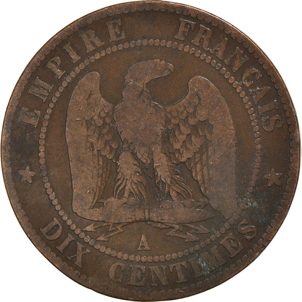 Moneta, Francia, Napoleon III, 10 Centimes, 1862, Paris, MB, Bronzo, KM:798.1
