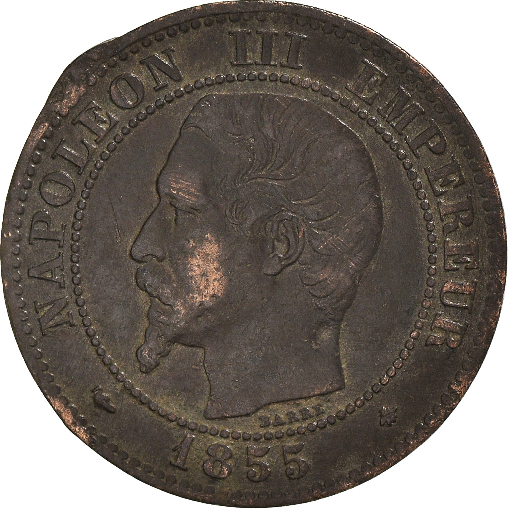 Munten, Frankrijk, Napoléon III, 2 Centimes, 1855, Strasbourg, Chien / Dog