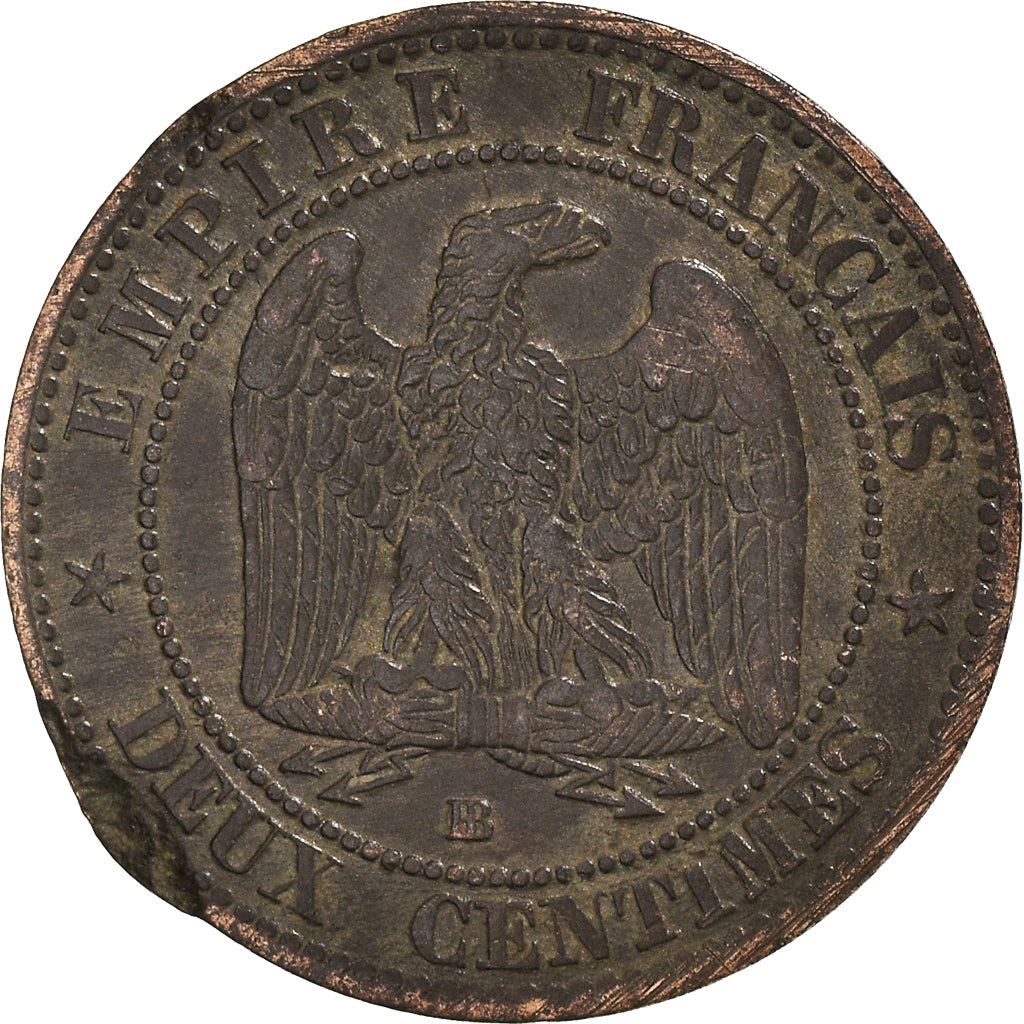 Munten, Frankrijk, Napoléon III, 2 Centimes, 1855, Strasbourg, Chien / Dog