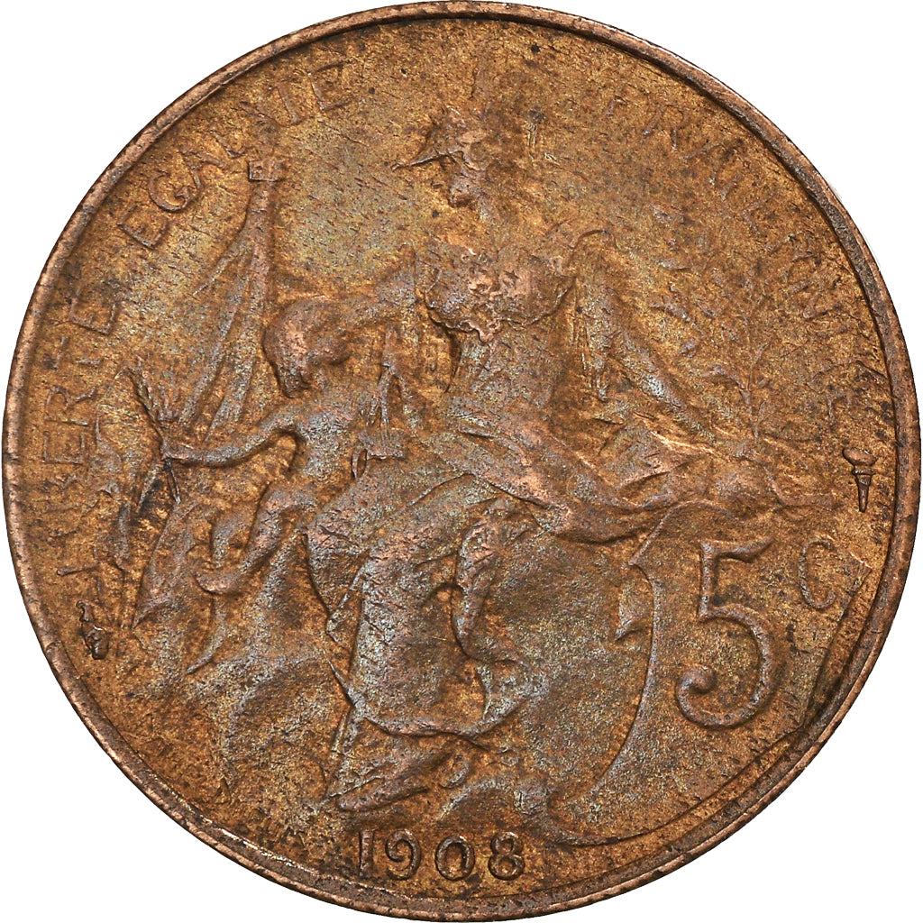 Coin, France, Dupuis, 5 Centimes, 1908, Paris, EF(40-45), Bronze, KM:842