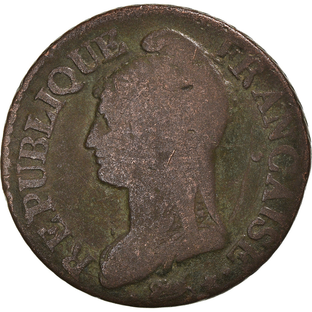 Moneta, Francia, Dupré, 5 Centimes, AN 8, Strasbourg, B+, Bronzo, KM:640.4