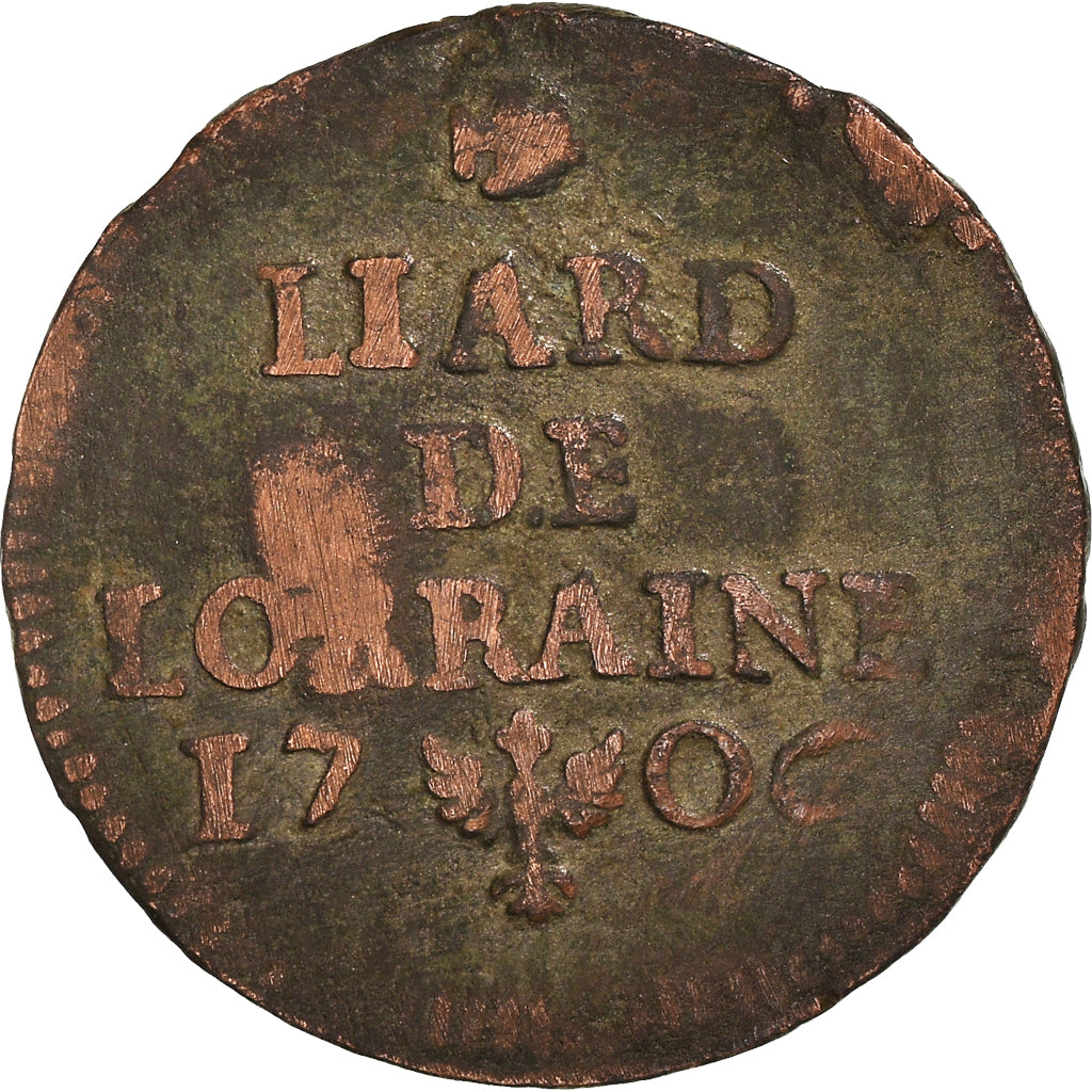 Monnaie, France, Leopold I, Liard, 1706, Nancy, TB+, Cuivre, Boudeau:1594