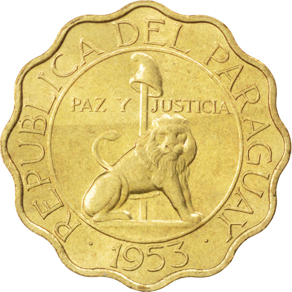 PARAGUAY, 50 Centimos, 1953, KM #28, MS(63), Aluminum-Bronze, 25, 6.72