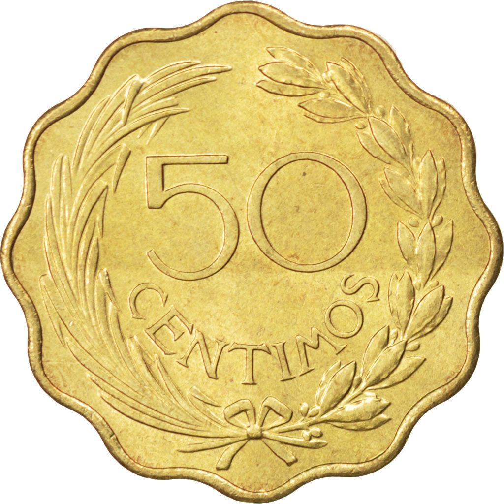 PARAGUAY, 50 Centimos, 1953, KM #28, MS(63), Aluminum-Bronze, 25, 6.72