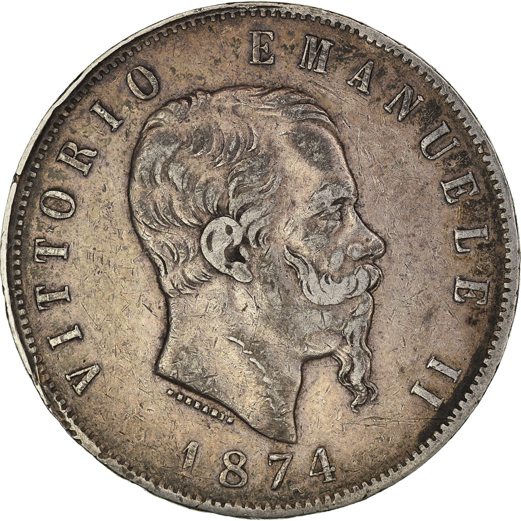 Monnaie, Italie, Vittorio Emanuele II, 5 Lire, 1874, Milan, TTB, Argent, KM:8.3