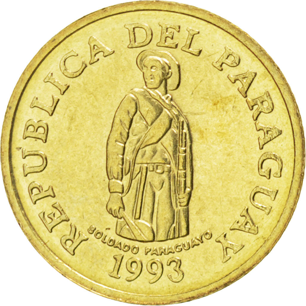 PARAGUAY, Guarani, 1993, KM #192, MS(63), Brass Plated Steel, 15.03, 1.48