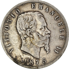Coin, Italy, Vittorio Emanuele II, 5 Lire, 1875, Milan, EF(40-45), Silver