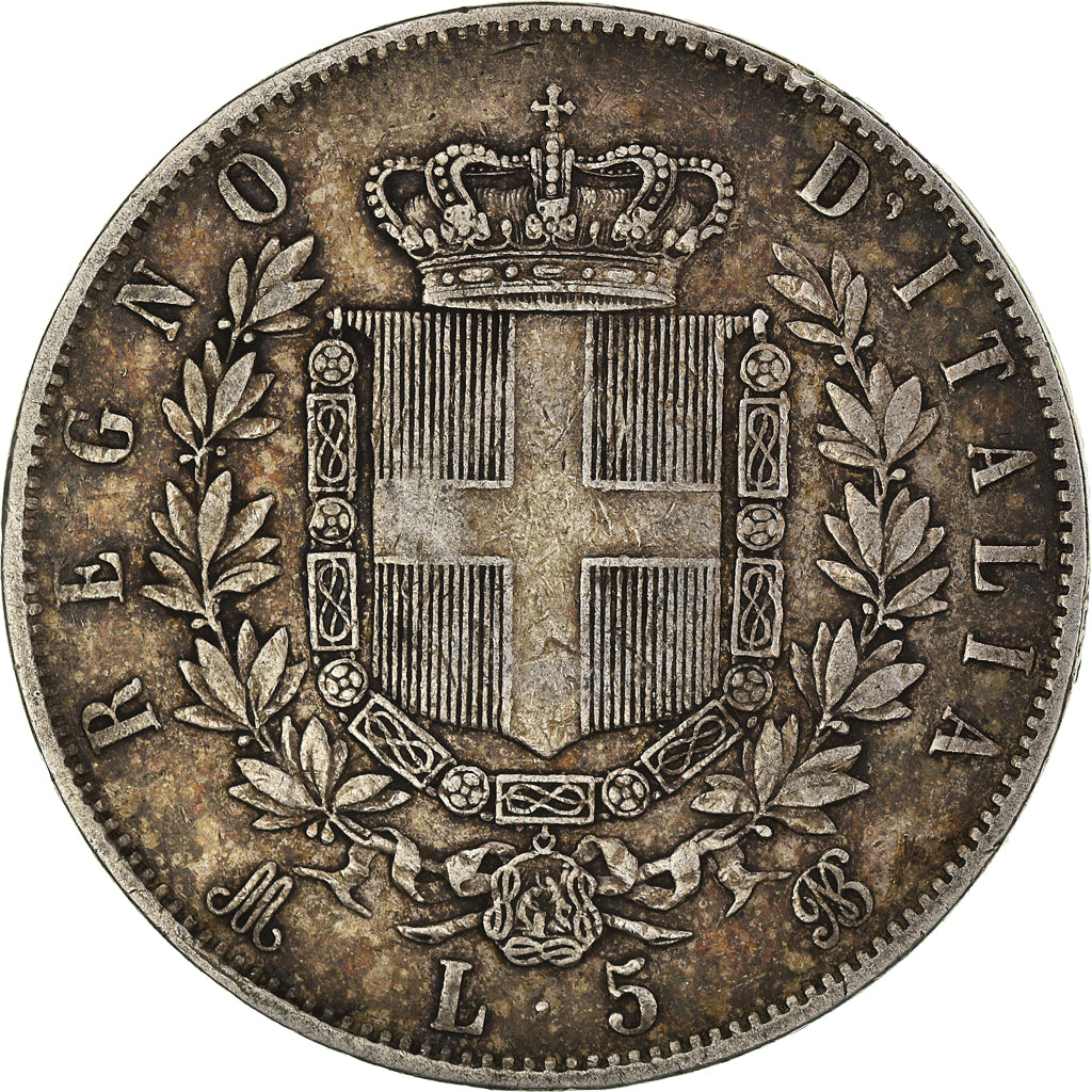 Munten, Italië, Vittorio Emanuele II, 5 Lire, 1875, Milan, ZF, Zilver, KM:8.3