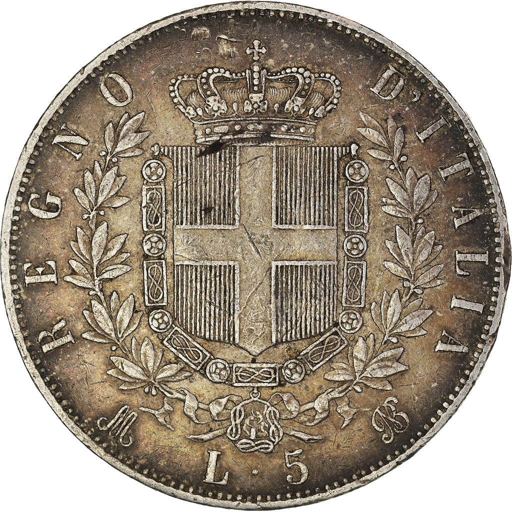 Munten, Italië, Vittorio Emanuele II, 5 Lire, 1873, Milan, ZF, Zilver, KM:8.3