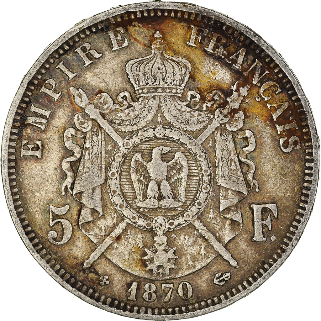 Coin, France, Napoleon III, 5 Francs, 1870, Strasbourg, VF(30-35), Silver