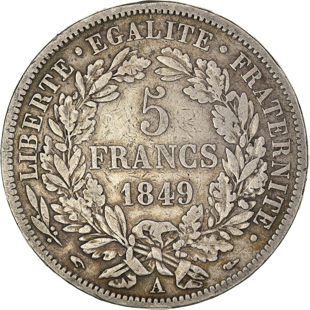 Coin, France, Cérès, 5 Francs, 1849, Paris, EF(40-45), Silver, KM:761.1