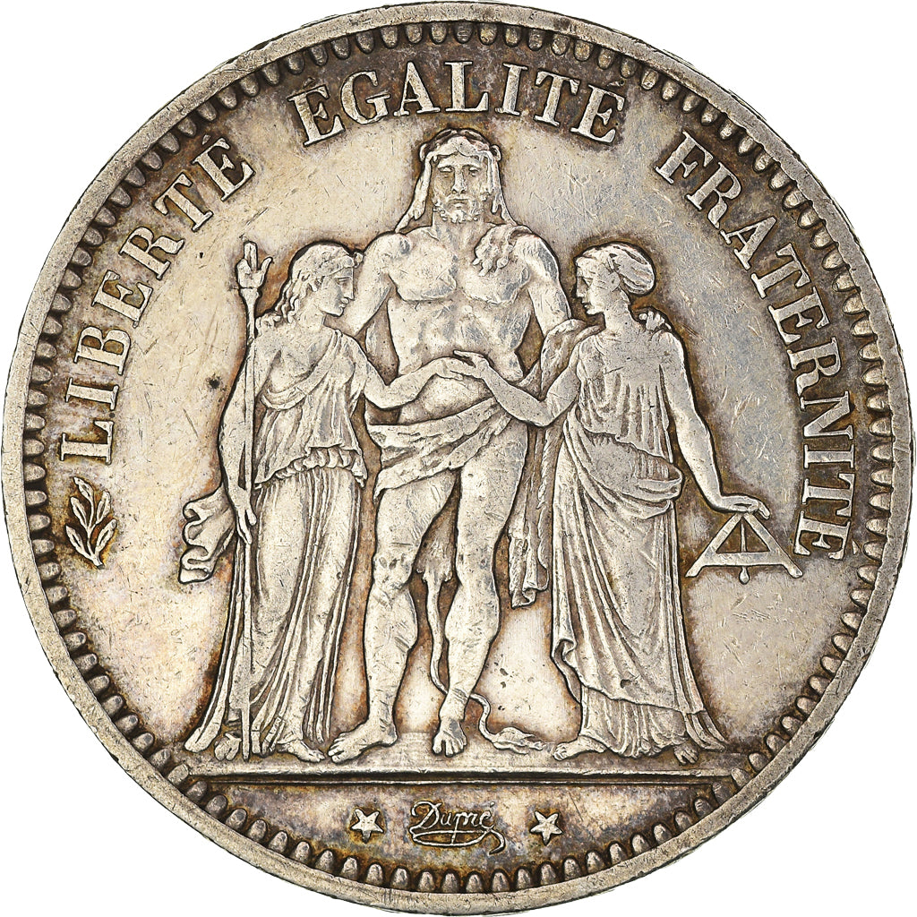 Moeda, França, Hercule, 5 Francs, 1873, Paris, EF(40-45), Prata, KM:820.1