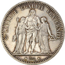 Moeda, França, Hercule, 5 Francs, 1873, Paris, EF(40-45), Prata, KM:820.1