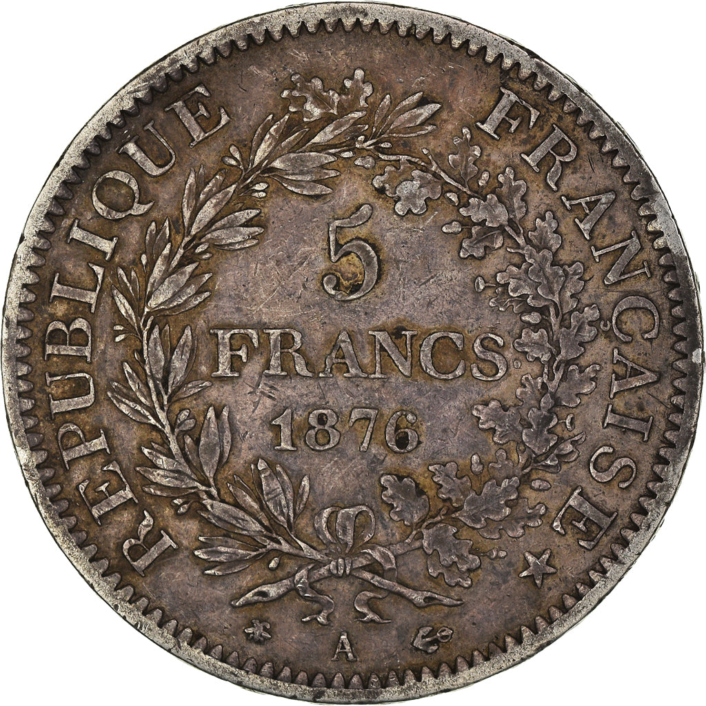 Coin, France, Hercule, 5 Francs, 1876, Paris, EF(40-45), Silver, KM:820.1