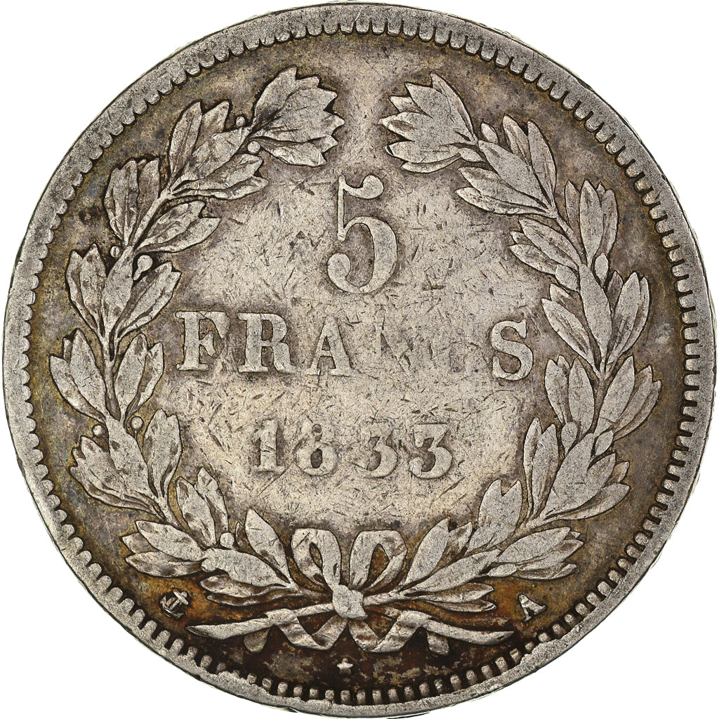 Coin, France, Louis-Philippe, 5 Francs, 1833, Paris, VF(20-25), Silver