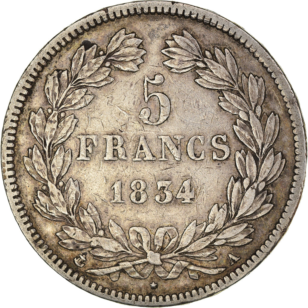 Monnaie, France, Louis-Philippe, 5 Francs, 1834, Paris, TB+, Argent