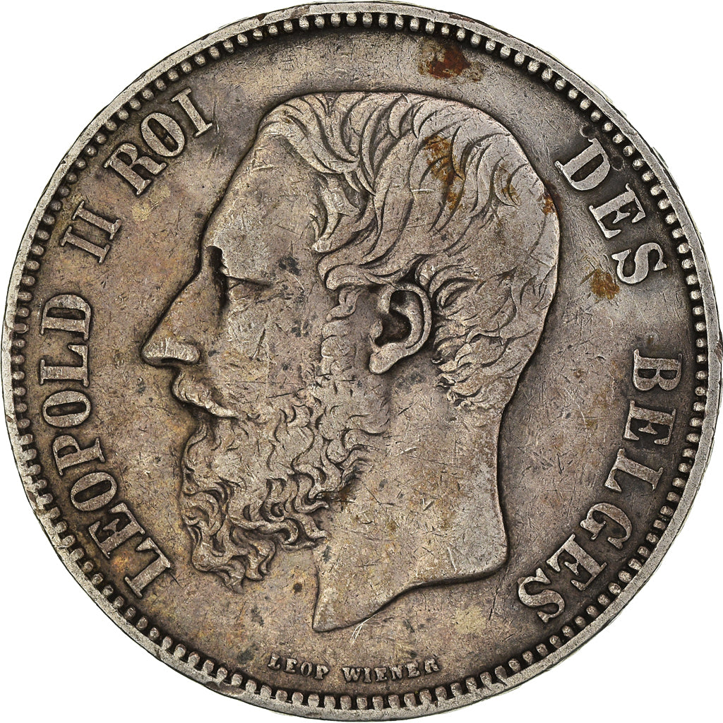 Coin, Belgium, Leopold II, 5 Francs, 5 Frank, 1867, VF(30-35), Silver, KM:24