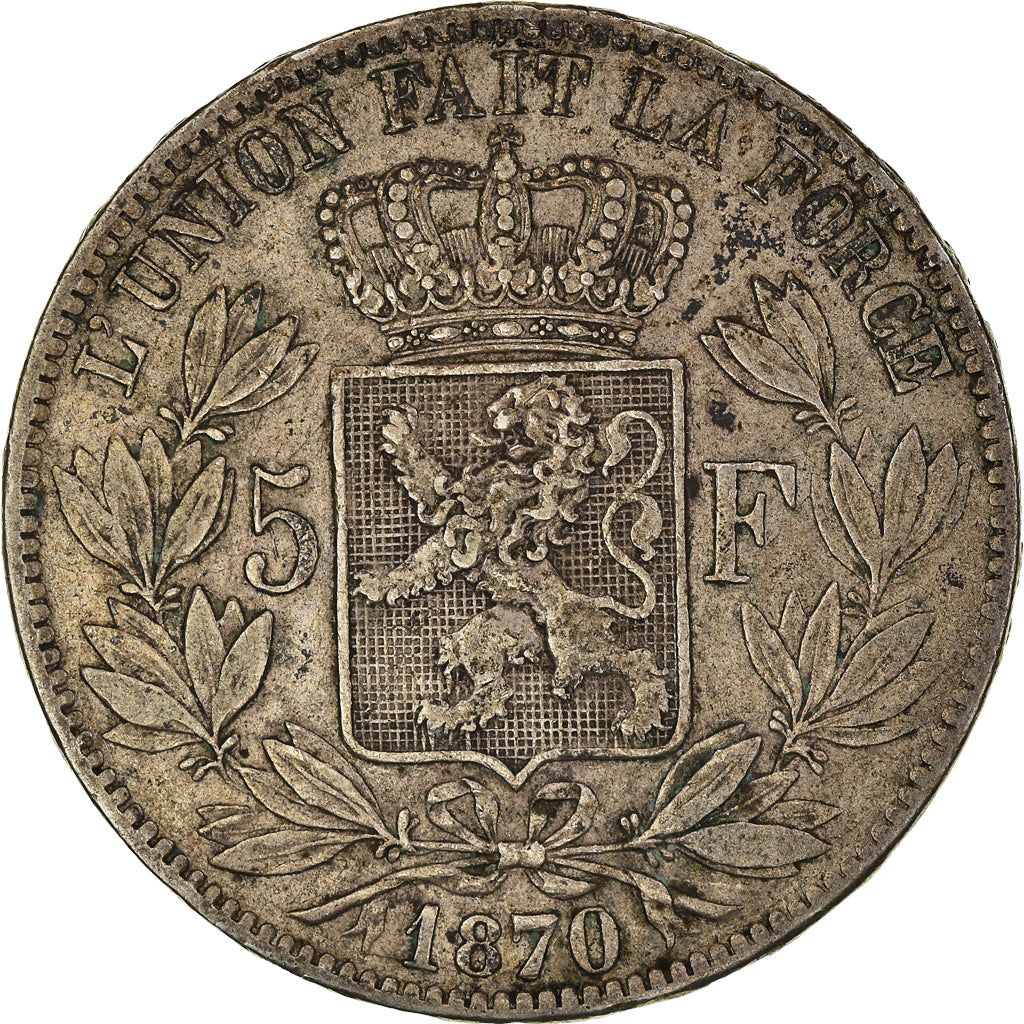 Coin, Belgium, Leopold II, 5 Francs, 5 Frank, 1870, EF(40-45), Silver, KM:24