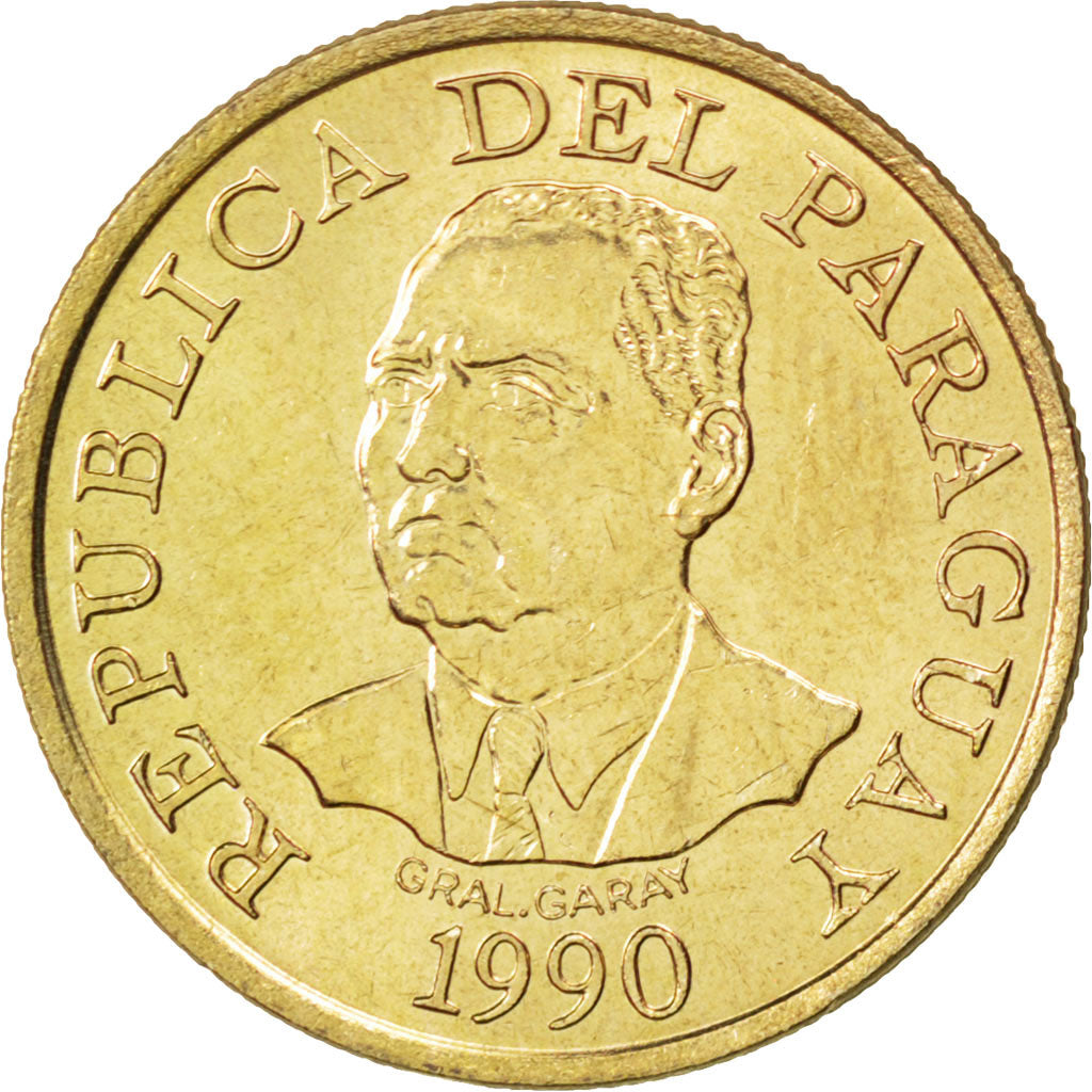 PARAGUAY, 10 Guaranies, 1990, KM #178, MS(63), Nickel-Bronze, 19.34, 2.83